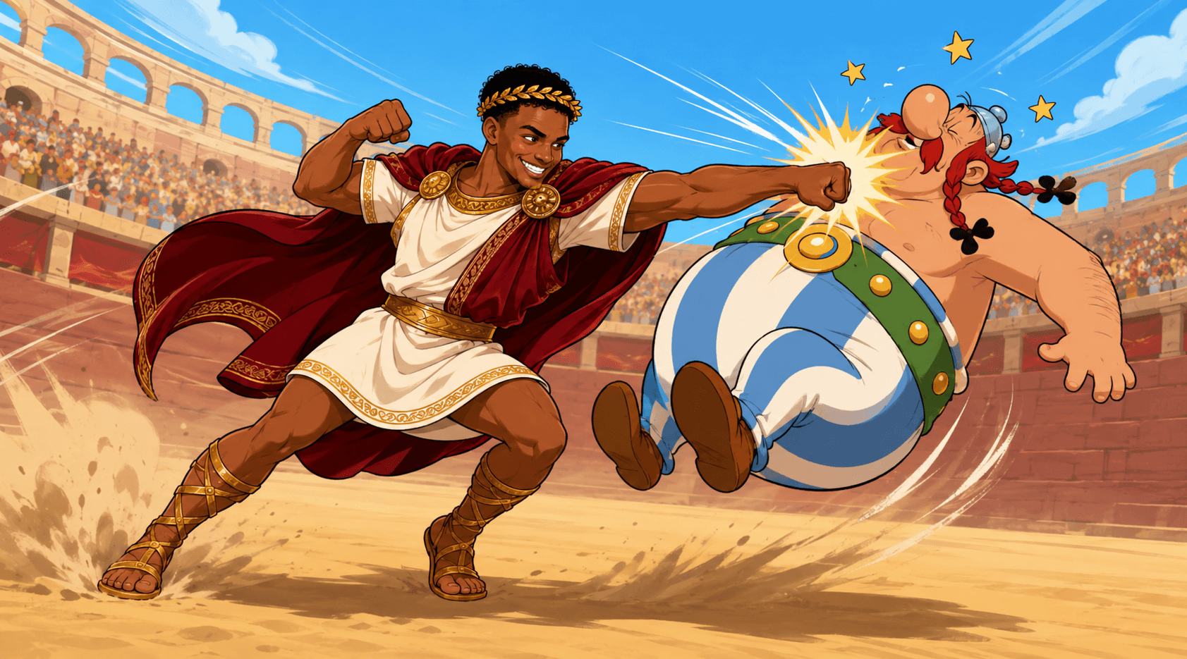 Ansemius Maximus as an Obelix-style gladiator