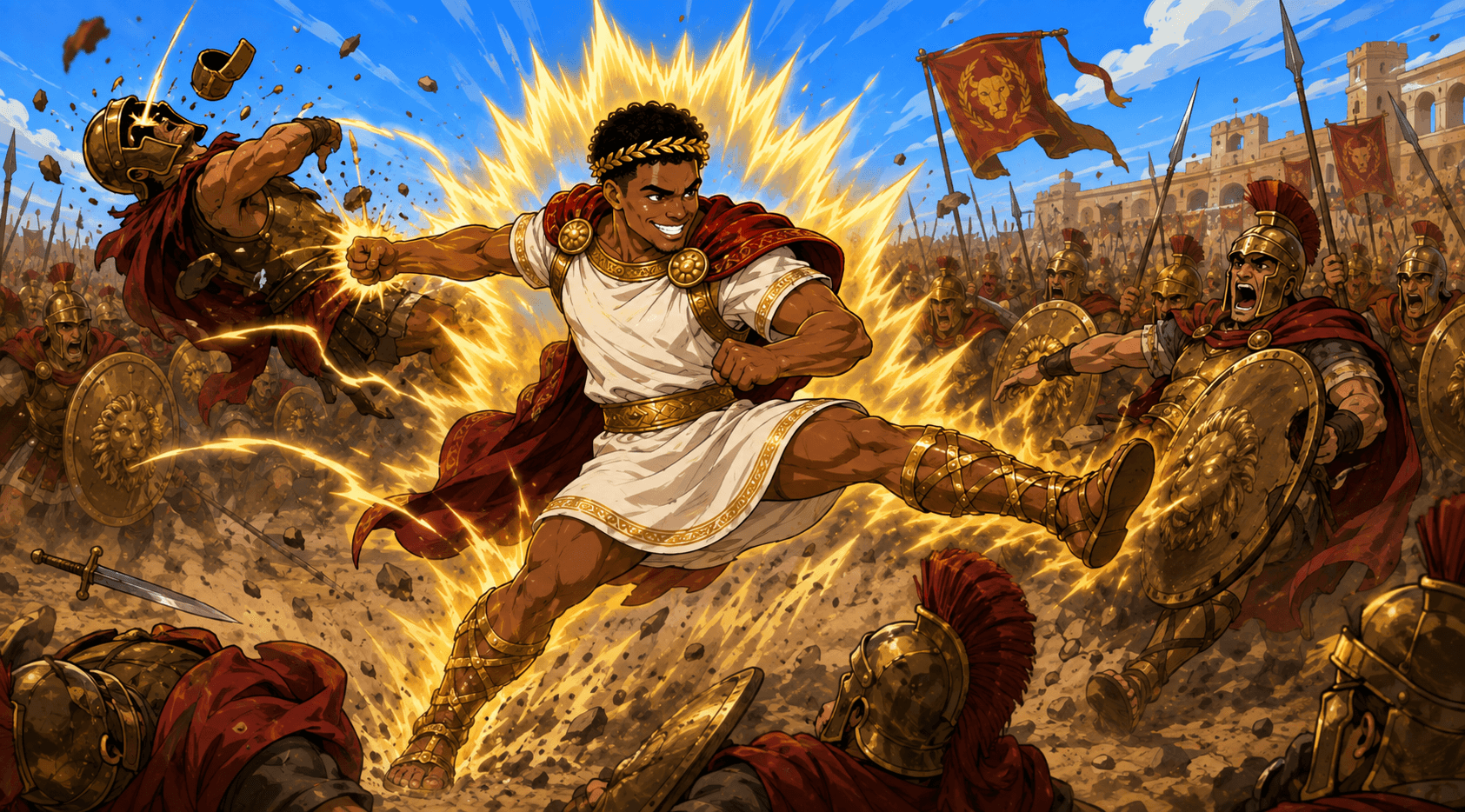 Ansemius Maximus in superhero imperial armor